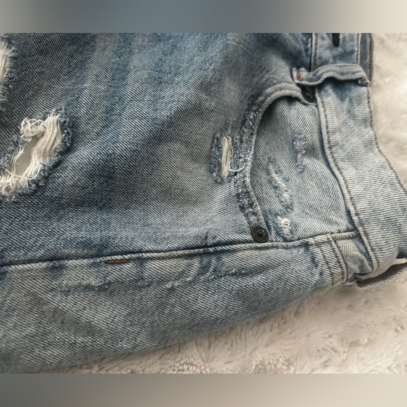 AE High Rise Denim Mom Shorts Distressed - Picture 11 of 14